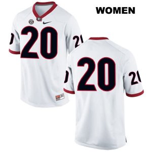 Women's Georgia Bulldogs NCAA #20 J.R. Reed Nike Stitched White Authentic No Name College Football Jersey NXP4254UH